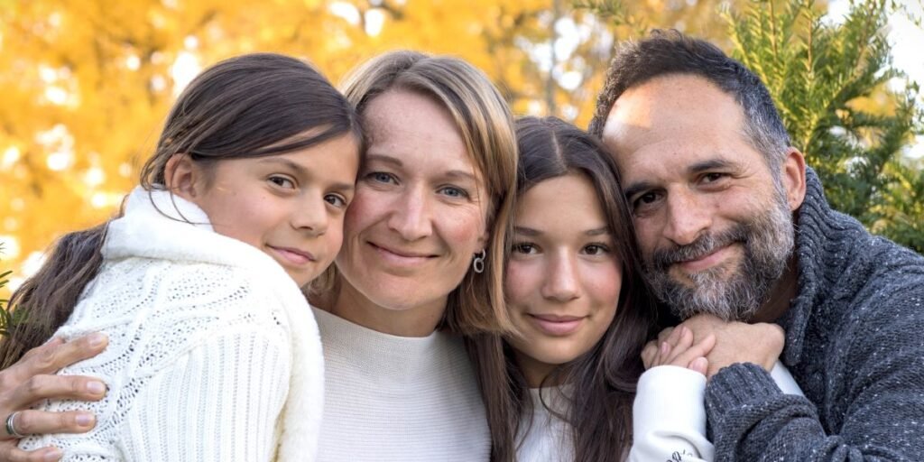 A picture of a happy family.